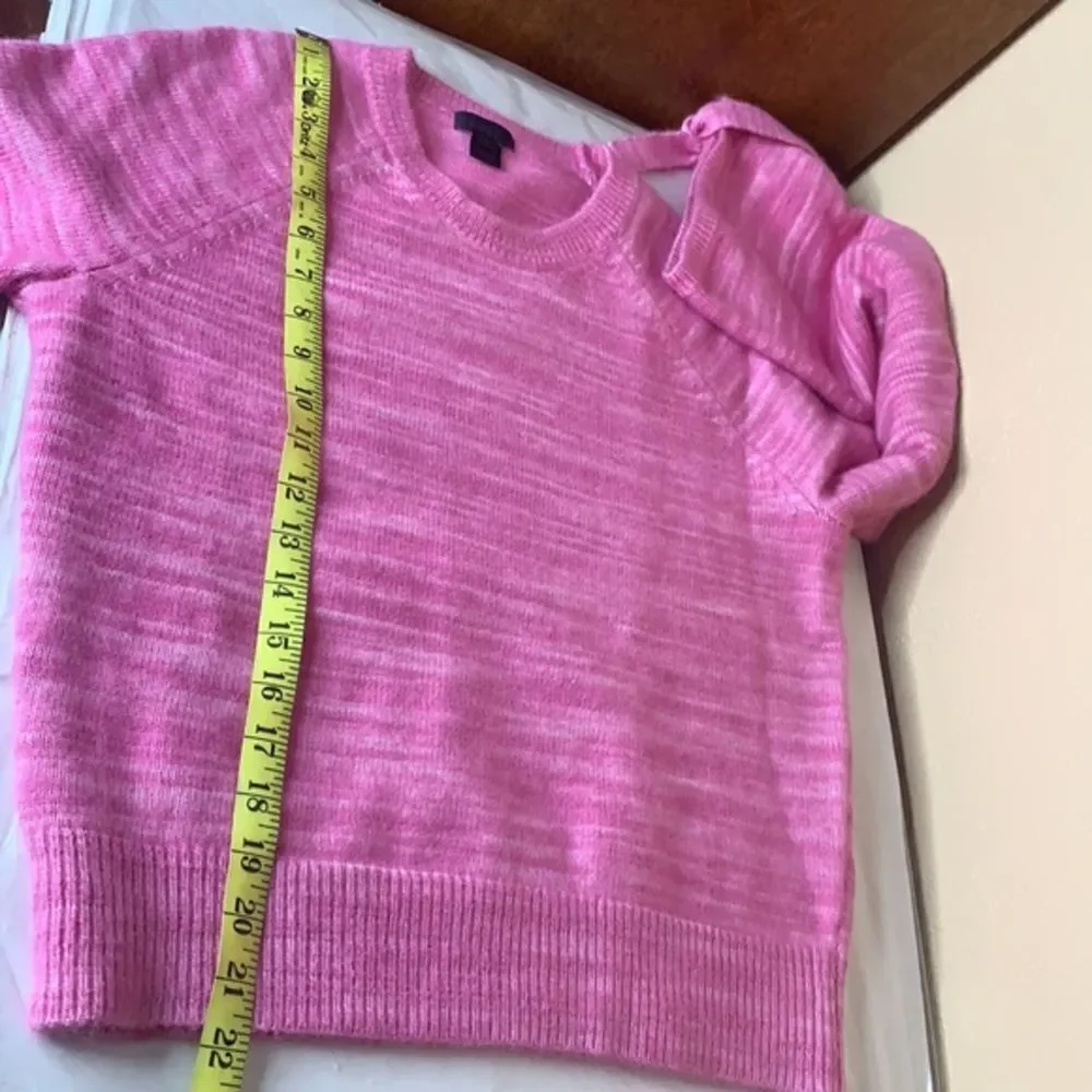 J.Crew Alpaca Blend Tie-sleeve Marled Pink Sweater Size Small